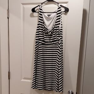 Torrid Black and White Striped Strapless Dress